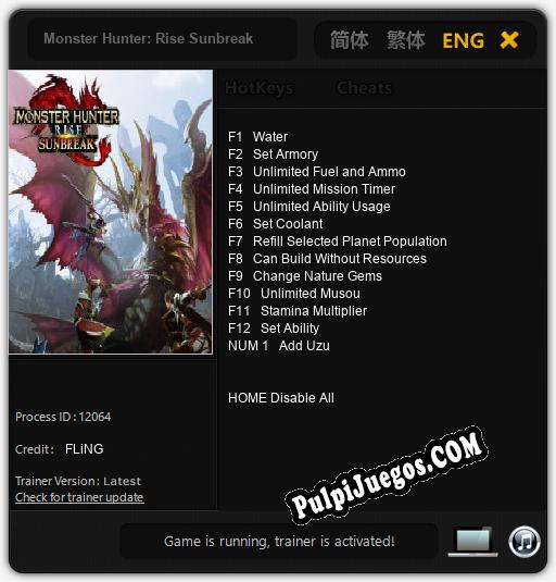 Monster Hunter: Rise Sunbreak: Treinador (V1.0.59)