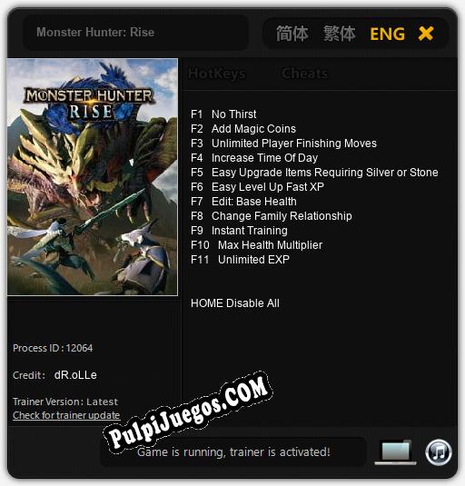 Monster Hunter: Rise: Treinador (V1.0.62)