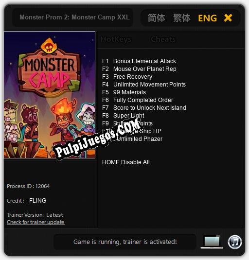 Monster Prom 2: Monster Camp XXL: Treinador (V1.0.15)