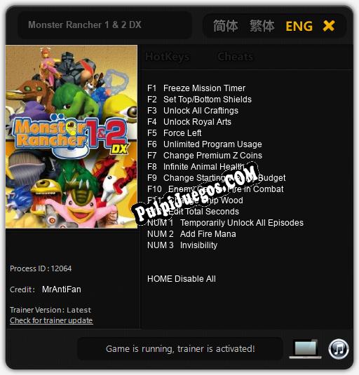 Monster Rancher 1 & 2 DX: Cheats, Trainer +15 [MrAntiFan]