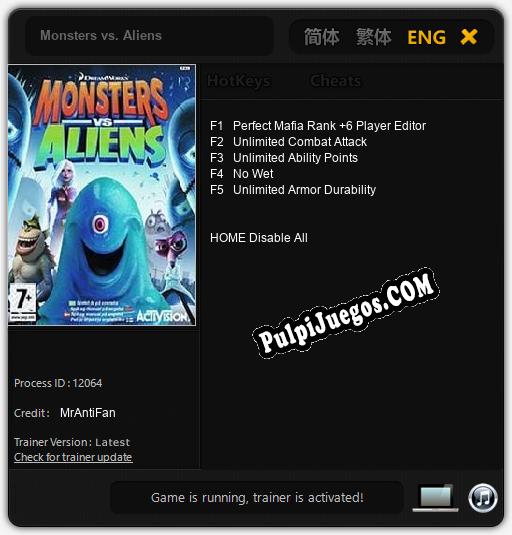 Monsters vs. Aliens: Trainer +5 [v1.3]