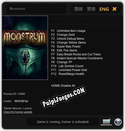 Monstrum: Cheats, Trainer +12 [MrAntiFan]