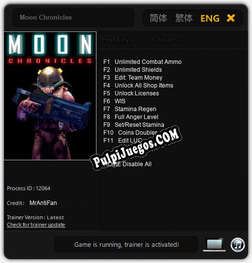 Entrenador liberado a Moon Chronicles [v1.0.7]