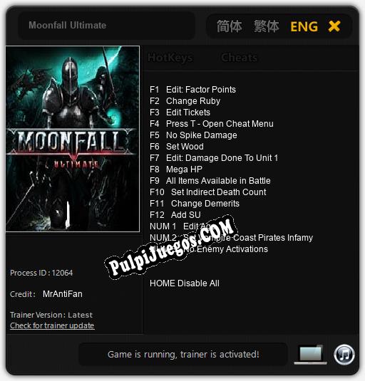 Moonfall Ultimate: Treinador (V1.0.55)