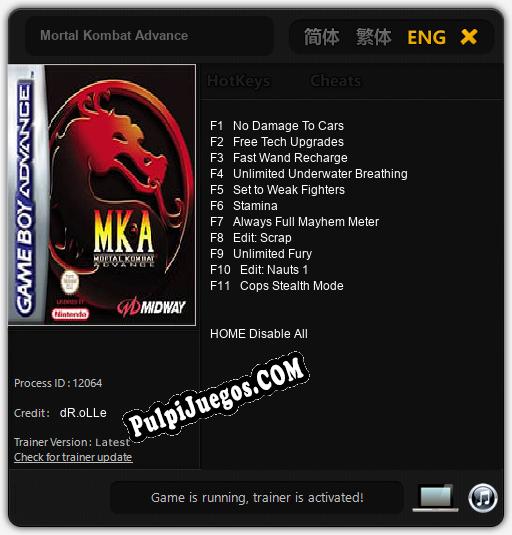 Entrenador liberado a Mortal Kombat Advance [v1.0.9]