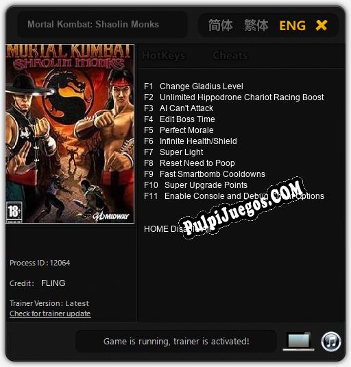 Mortal Kombat: Shaolin Monks: Cheats, Trainer +11 [FLiNG]