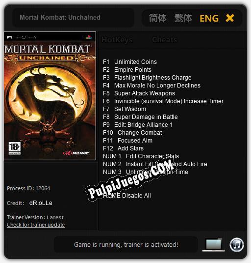 Entrenador liberado a Mortal Kombat: Unchained [v1.0.6]