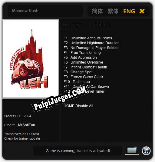 Moscow Rush: Cheats, Trainer +12 [MrAntiFan]