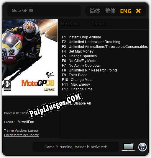 Moto GP 08: Cheats, Trainer +12 [MrAntiFan]