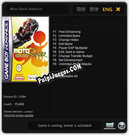 Moto Racer Advance: Trainer +9 [v1.4]