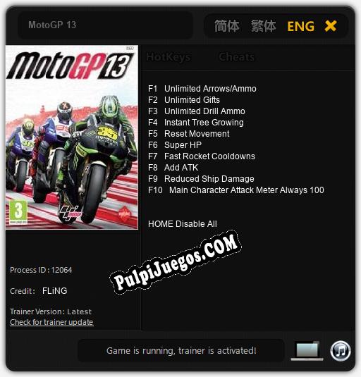 MotoGP 13: Trainer +10 [v1.9]