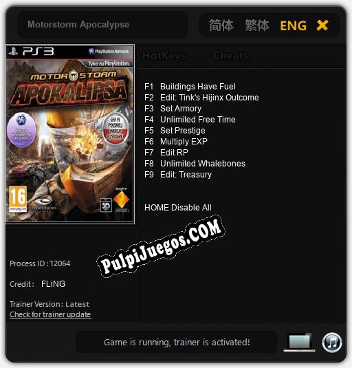 Entrenador liberado a Motorstorm Apocalypse [v1.0.7]