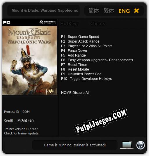 Entrenador liberado a Mount & Blade: Warband Napoleonic Wars [v1.0.6]