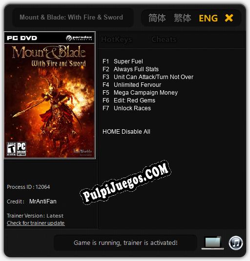 Entrenador liberado a Mount & Blade: With Fire & Sword [v1.0.1]