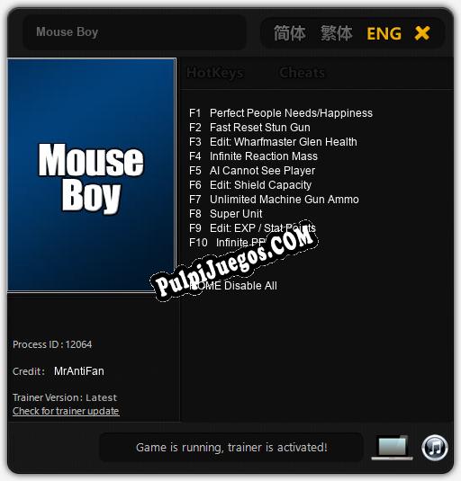 Mouse Boy: Treinador (V1.0.42)