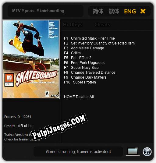 MTV Sports: Skateboarding: Trainer +10 [v1.3]