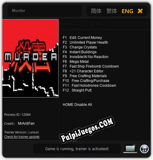 Entrenador liberado a Murder [v1.0.6]