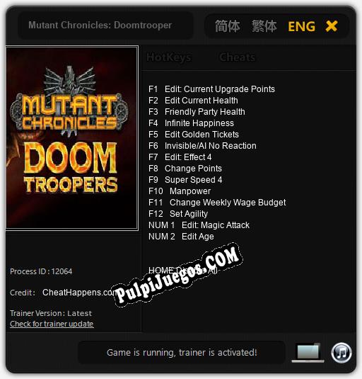 Mutant Chronicles: Doomtrooper: Cheats, Trainer +14 [CheatHappens.com]