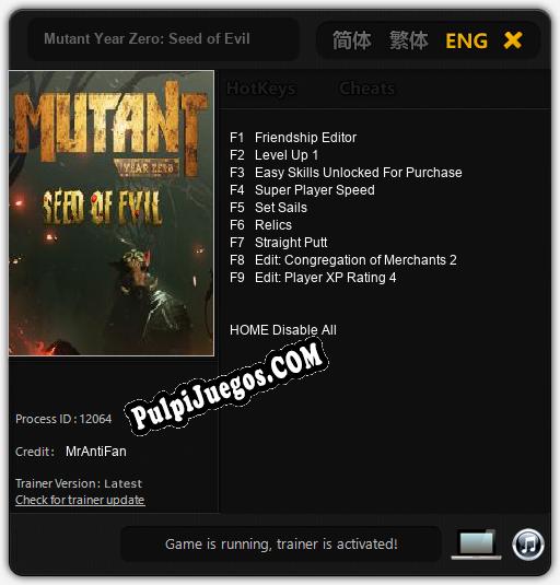 Mutant Year Zero: Seed of Evil: Cheats, Trainer +9 [MrAntiFan]