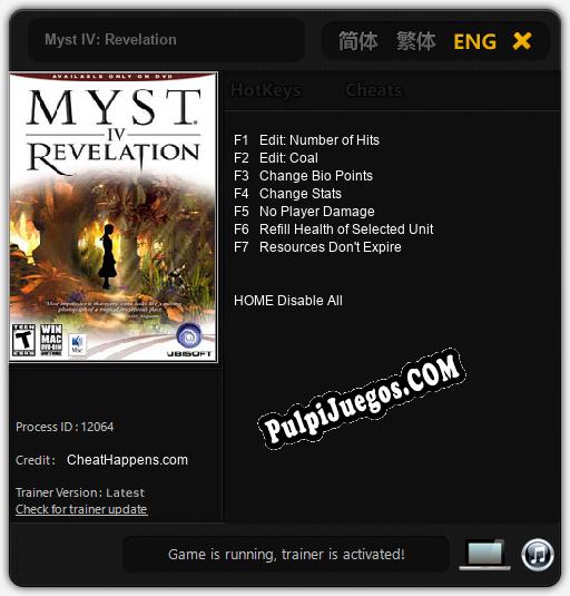 Myst IV: Revelation: Trainer +7 [v1.9]