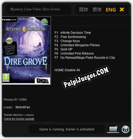 Mystery Case Files: Dire Grove: Treinador (V1.0.42)