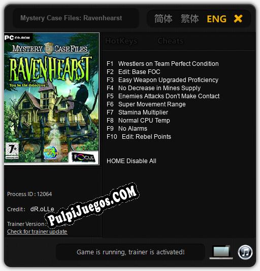 Entrenador liberado a Mystery Case Files: Ravenhearst [v1.0.9]