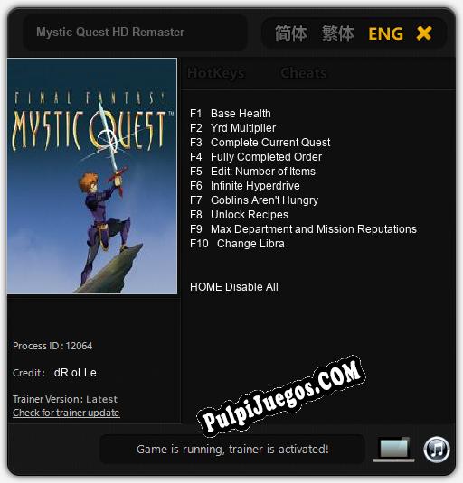 Mystic Quest HD Remaster: Cheats, Trainer +10 [dR.oLLe]