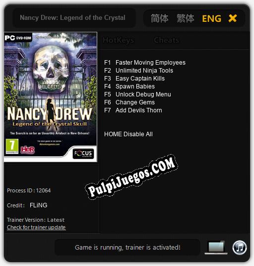 Entrenador liberado a Nancy Drew: Legend of the Crystal Skull [v1.0.3]