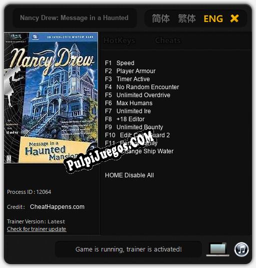 Entrenador liberado a Nancy Drew: Message in a Haunted Mansion [v1.0.1]