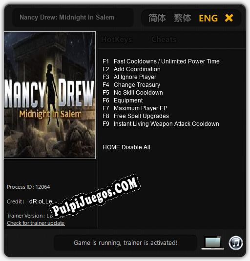 Nancy Drew: Midnight in Salem: Trainer +9 [v1.6]