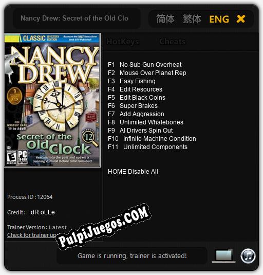 Entrenador liberado a Nancy Drew: Secret of the Old Clock [v1.0.4]