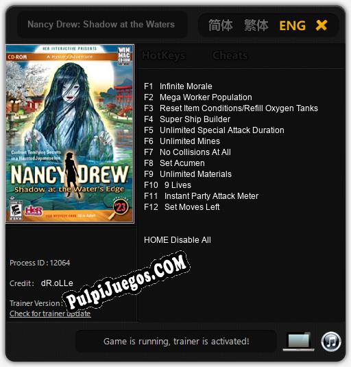 Nancy Drew: Shadow at the Waters Edge: Treinador (V1.0.79)