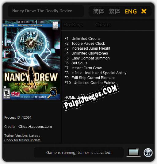 Entrenador liberado a Nancy Drew: The Deadly Device [v1.0.9]