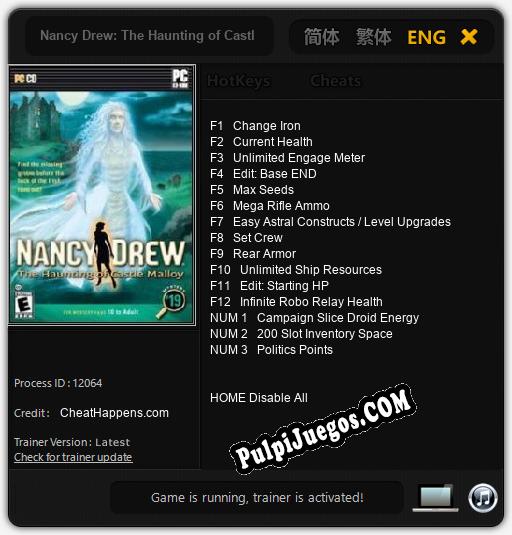 Entrenador liberado a Nancy Drew: The Haunting of Castle Malloy [v1.0.4]