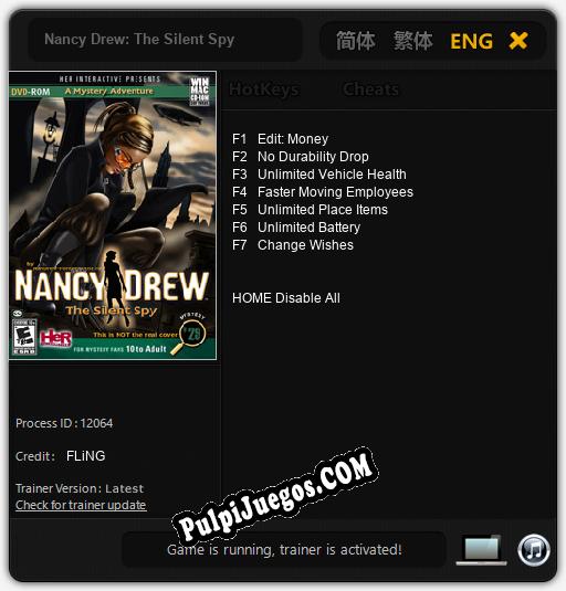 Nancy Drew: The Silent Spy: Trainer +7 [v1.9]