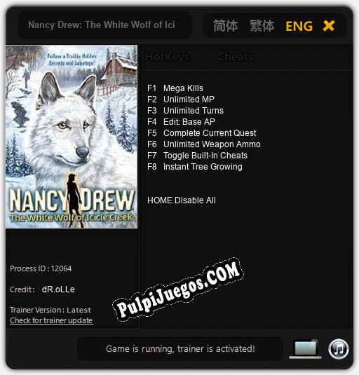 Entrenador liberado a Nancy Drew: The White Wolf of Icicle Creek [v1.0.5]