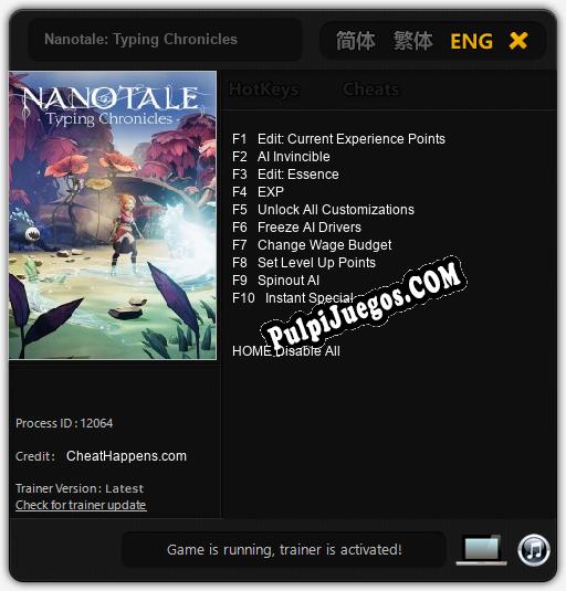 Nanotale: Typing Chronicles: Cheats, Trainer +10 [CheatHappens.com]