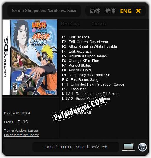 Naruto Shippuden: Naruto vs. Sasuke: Cheats, Trainer +14 [FLiNG]