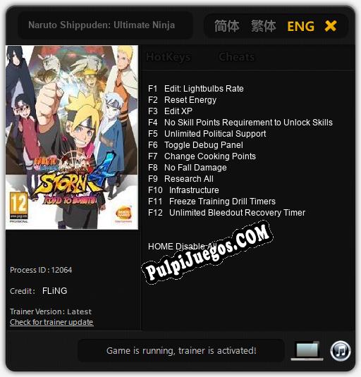 Entrenador liberado a Naruto Shippuden: Ultimate Ninja Storm 4 Road to Boruto Expansion [v1.0.8]