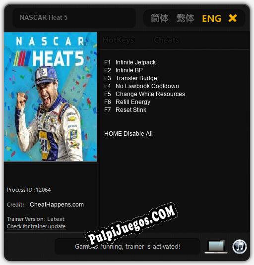 NASCAR Heat 5: Cheats, Trainer +7 [CheatHappens.com]