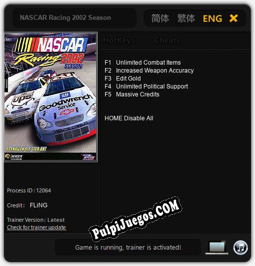 NASCAR Racing 2002 Season: Cheats, Trainer +5 [FLiNG]