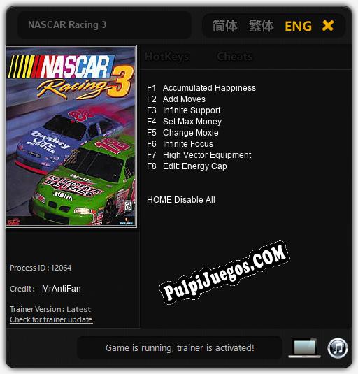 NASCAR Racing 3: Trainer +8 [v1.7]