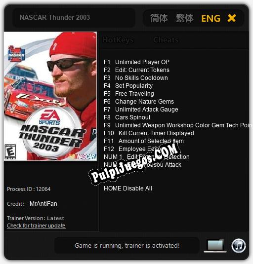 NASCAR Thunder 2003: Treinador (V1.0.34)