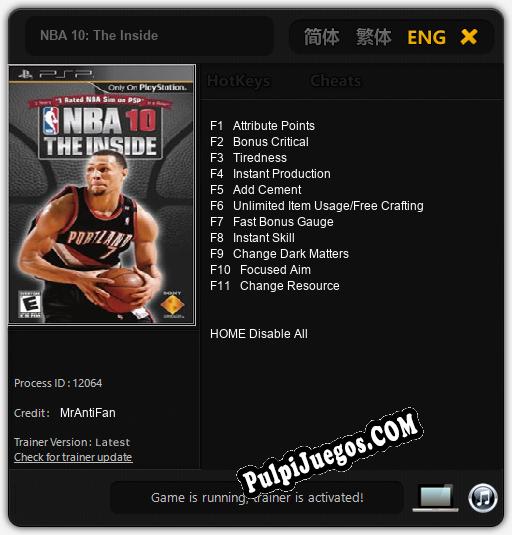 NBA 10: The Inside: Trainer +11 [v1.9]