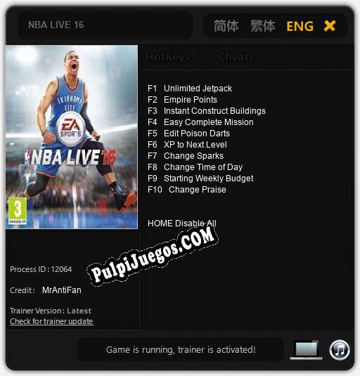 Entrenador liberado a NBA LIVE 16 [v1.0.7]