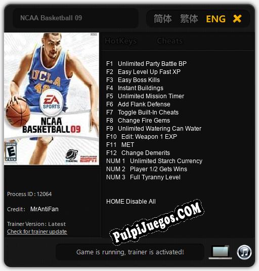 NCAA Basketball 09: Treinador (V1.0.89)