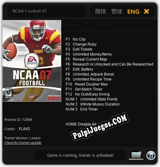 NCAA Football 07: Trainer +15 [v1.7]