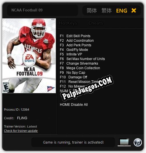 NCAA Football 09: Cheats, Trainer +13 [FLiNG]