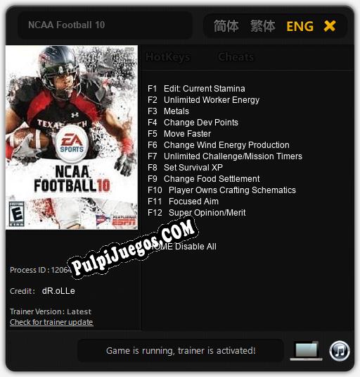 Entrenador liberado a NCAA Football 10 [v1.0.6]