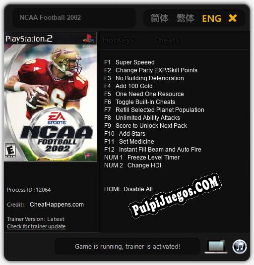 Entrenador liberado a NCAA Football 2002 [v1.0.7]